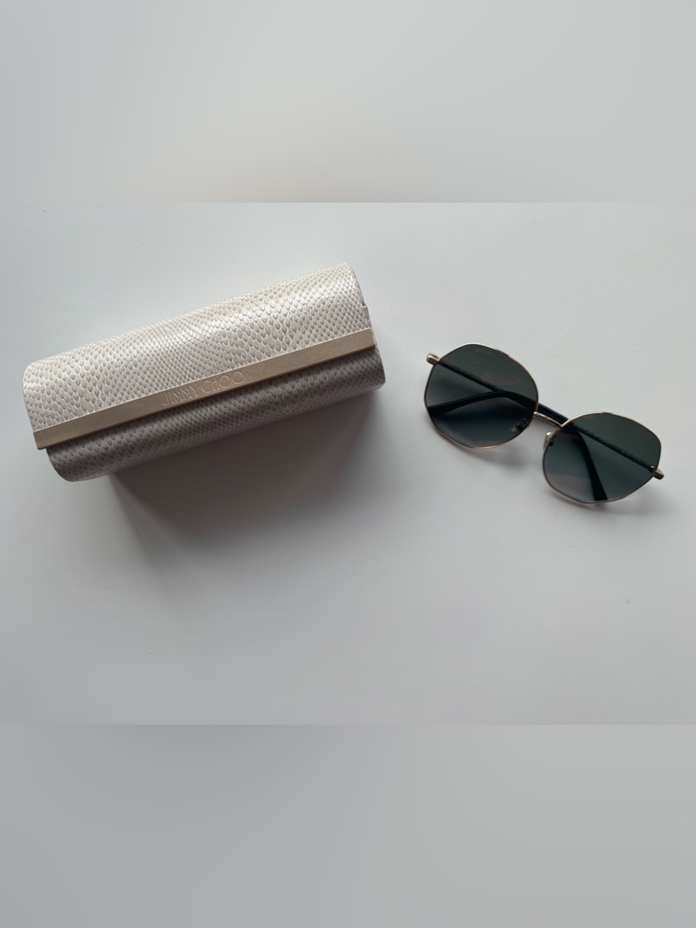 Jimmy Choo Gold Frame Light Blue Lens Sunglasses
